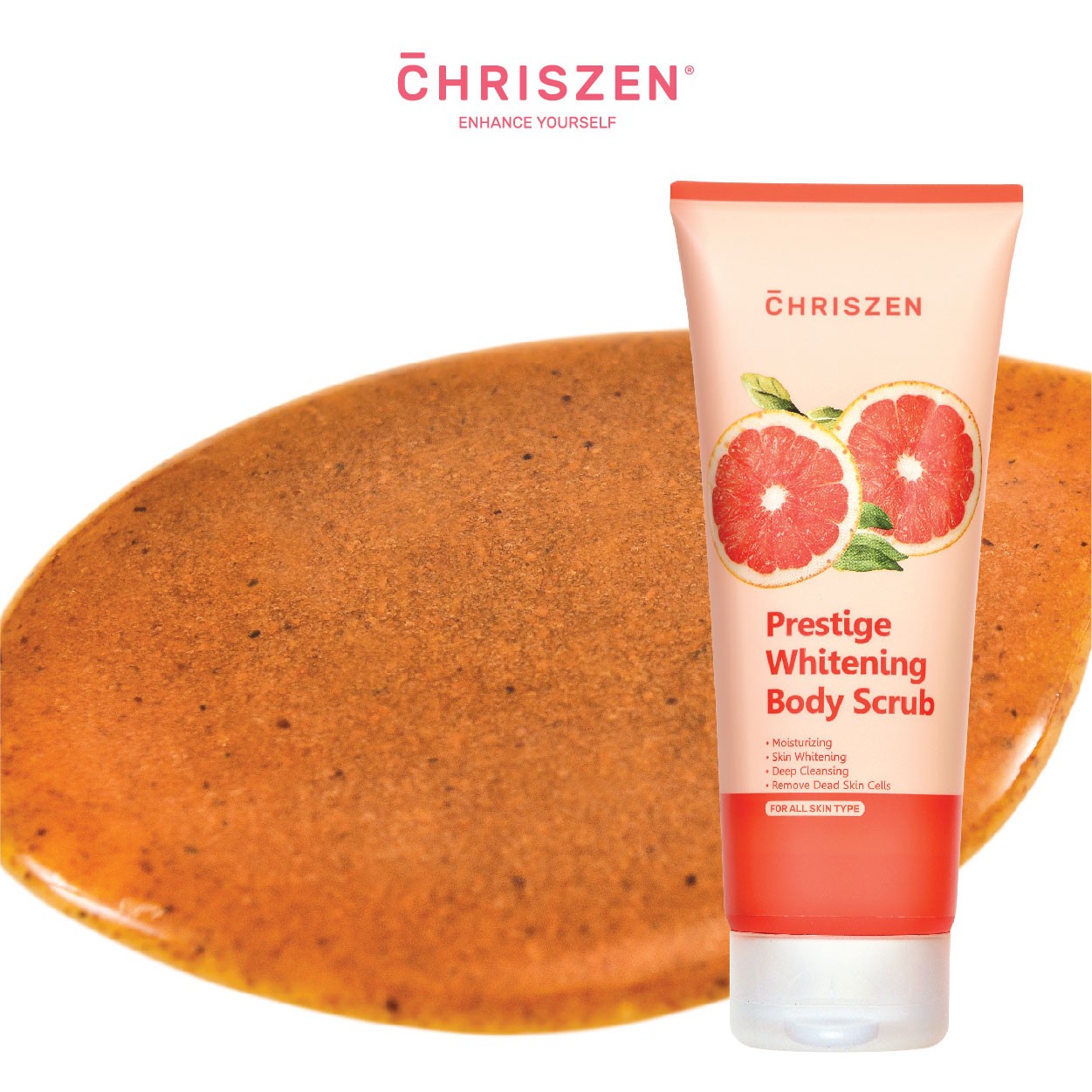 Chriszen Prestige Whitening Body Scrub 150g Walnut Shell Exfoliating